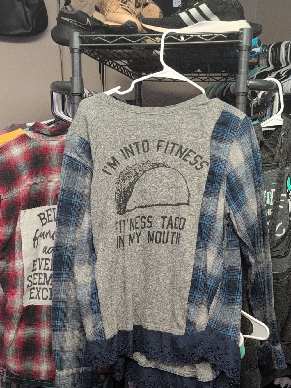Custom 101 Upcycle Flannel Graphic Top